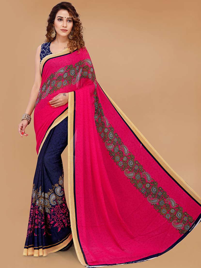 women printed casual wear saree with blouse