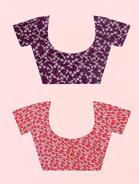 pack of 2 casual wear printed sarees with blouse - 21414158 - Standard Image - 2