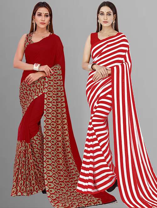 women pack of 2 casual wear combo sarees with blouse - 21414792 - Standard Image - 0