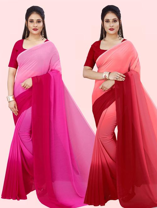 pack of 2 casual wear combo sarees with blouse - 21416078 -  Standard Image - 0