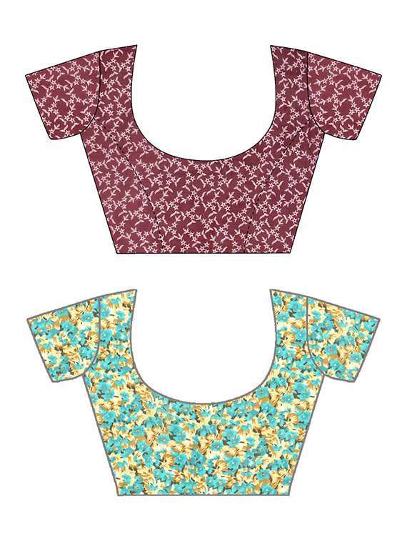 pack of 2 printed sarees with blouse - 21416484 -  Standard Image - 2