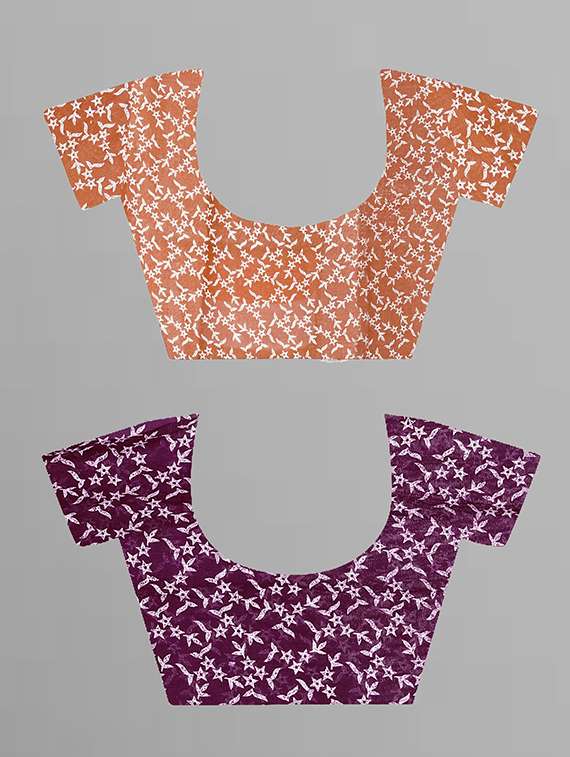 pack of 2 printed casual wear sarees with blouse - 21426903 -  Standard Image - 2