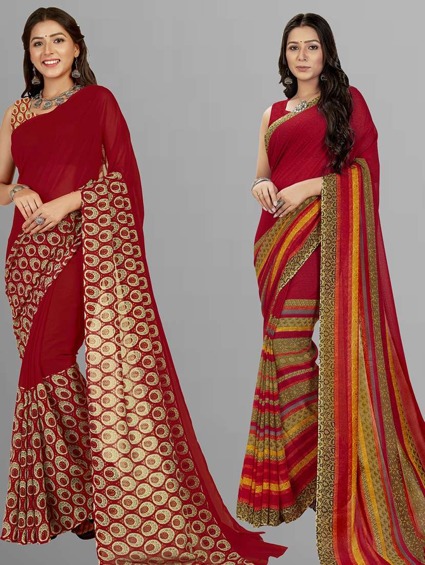 pack of 2 printed casual wear sarees with blouse