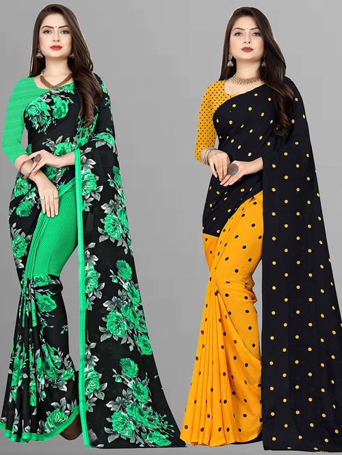 women pack of 2 casual wear sarees with blouse - 21428463 -  Standard Image - 0