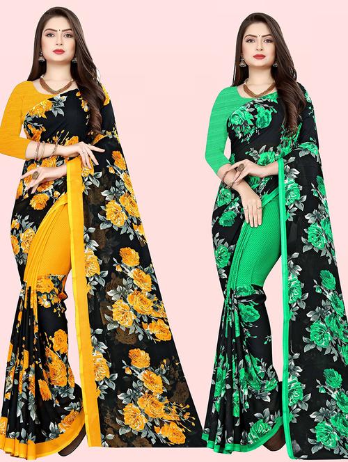 women pack of 2 casual wear combo sarees with blouse - 21428575 - Standard Image - 0