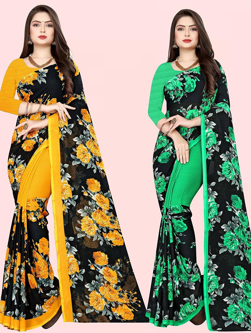women pack of 2 casual wear combo sarees with blouse - 21428575 - Zoom Image - 0