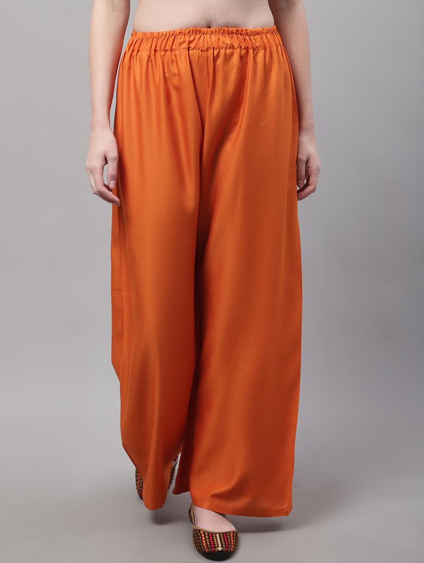 women orange rayon palazzo - 21429977 -  Zoom Image - 0