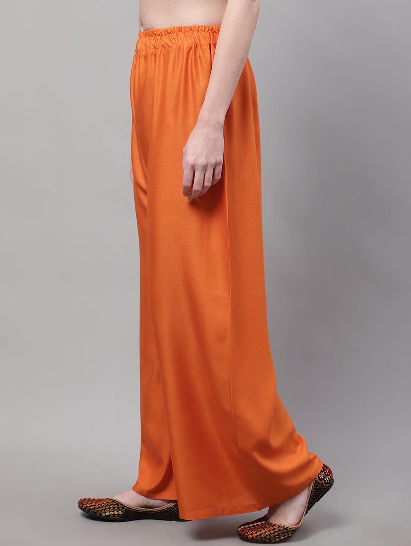 women orange rayon palazzo - 21429977 - Standard Image - 2