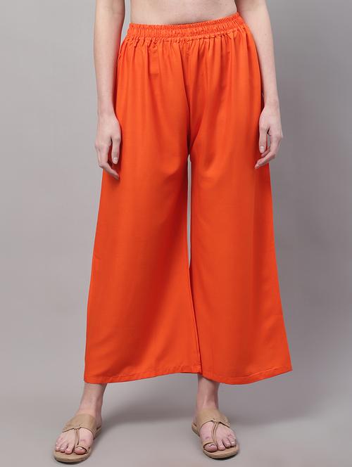 women orange rayon palazzo - 21429978 - Standard Image - 0