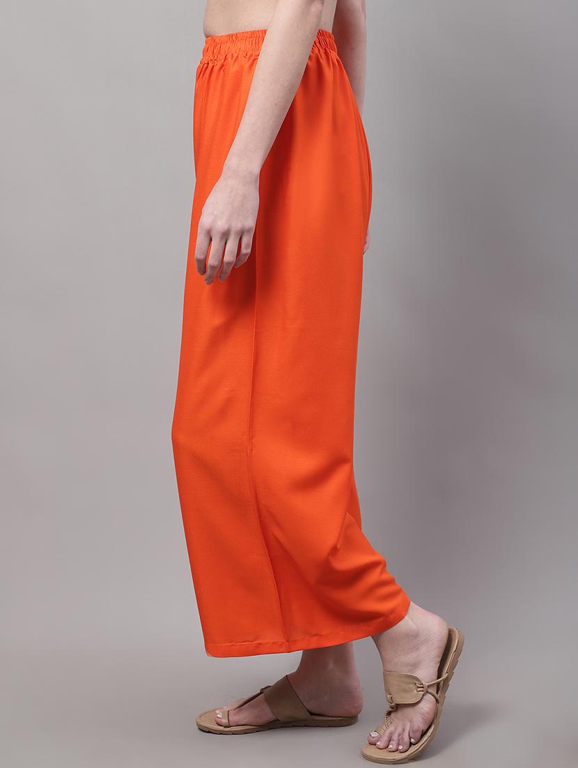 women orange rayon palazzo - 21429978 - Standard Image - 2