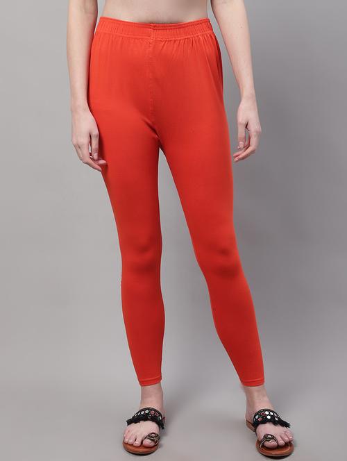 women orange cotton leggings - 21429980 - Standard Image - 0