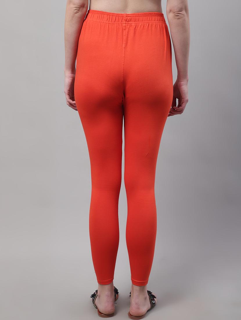 women orange cotton leggings - 21429980 - Standard Image - 2
