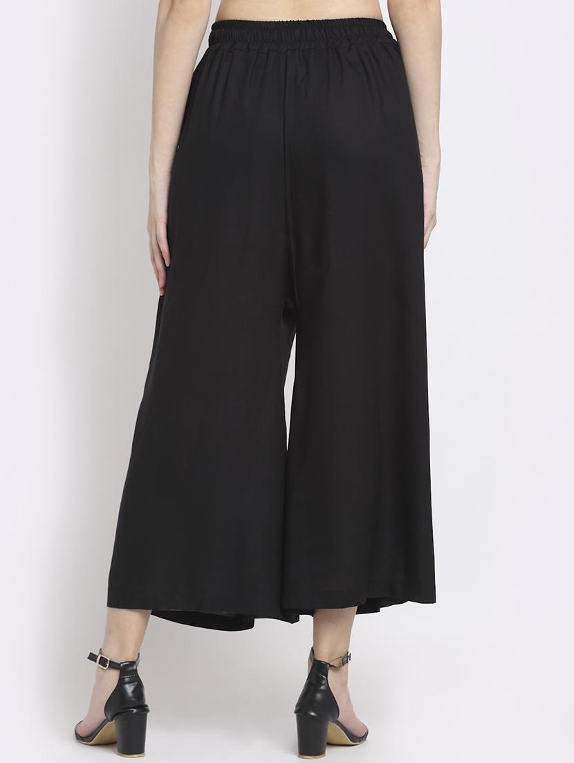 women black rayon pocket palazzo - 21431160 - Standard Image - 2