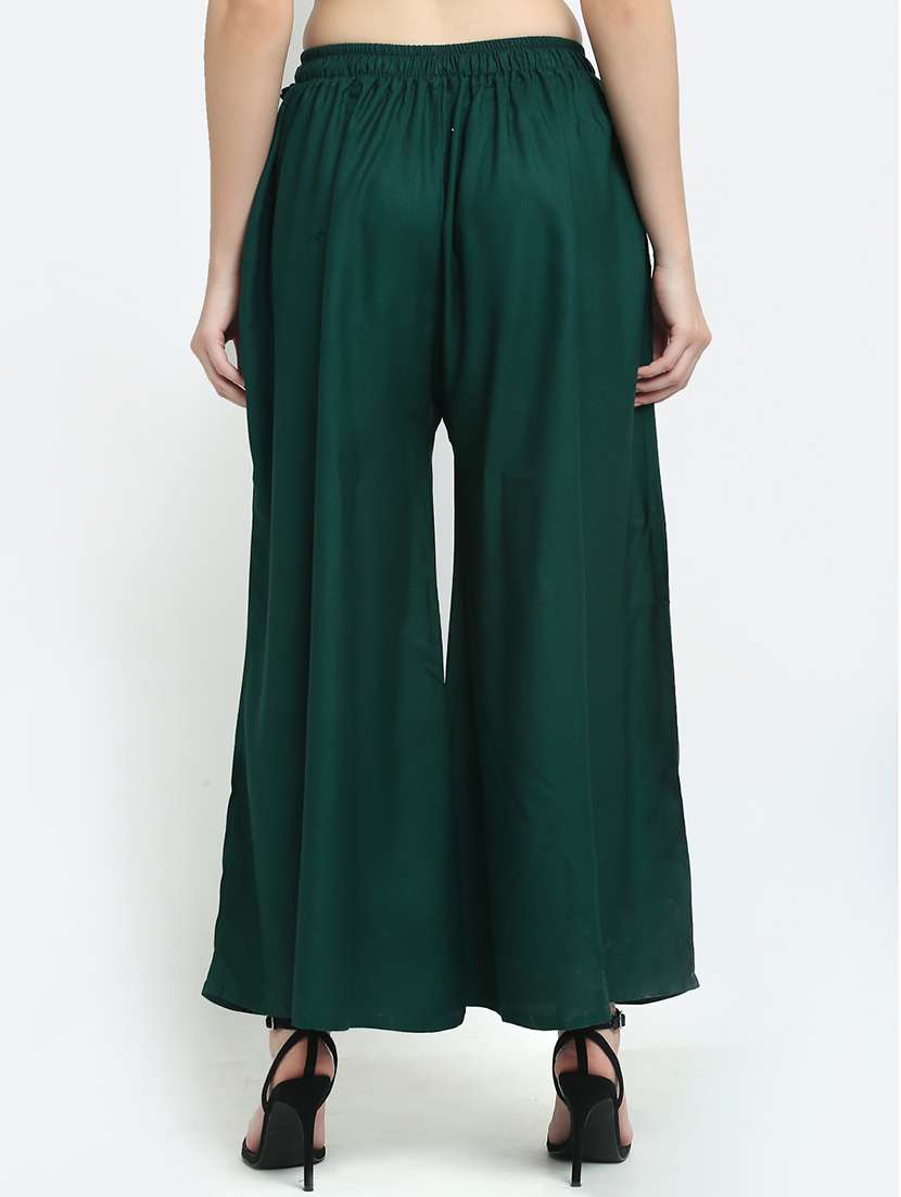 women teal green rayon pocket palazzo - 21431162 - Standard Image - 2