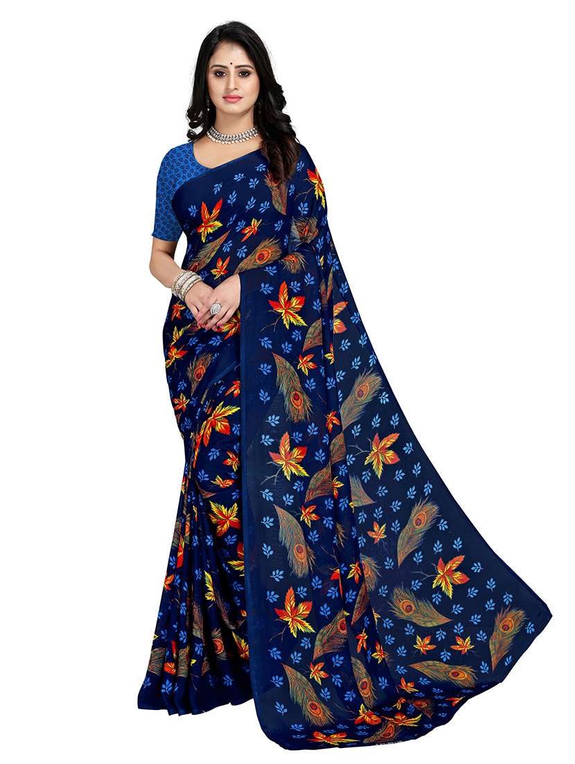 women printed casual wear saree with blouse