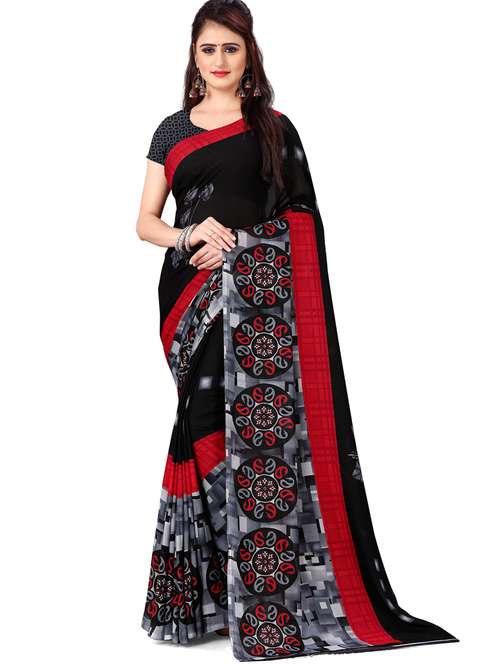 floral printed saree with blouse - 21431484 - Standard Image - 0