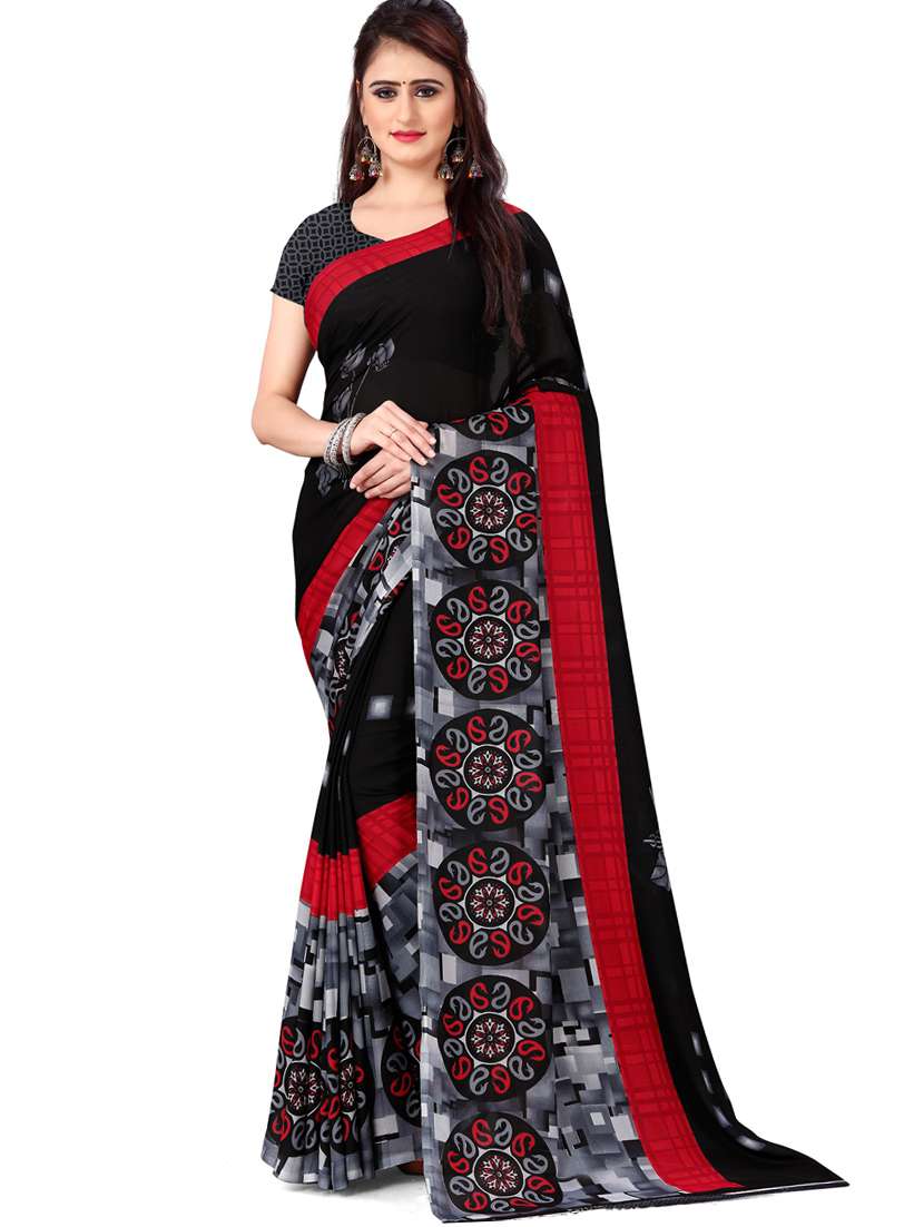 floral printed saree with blouse - 21431484 - Zoom Image - 0