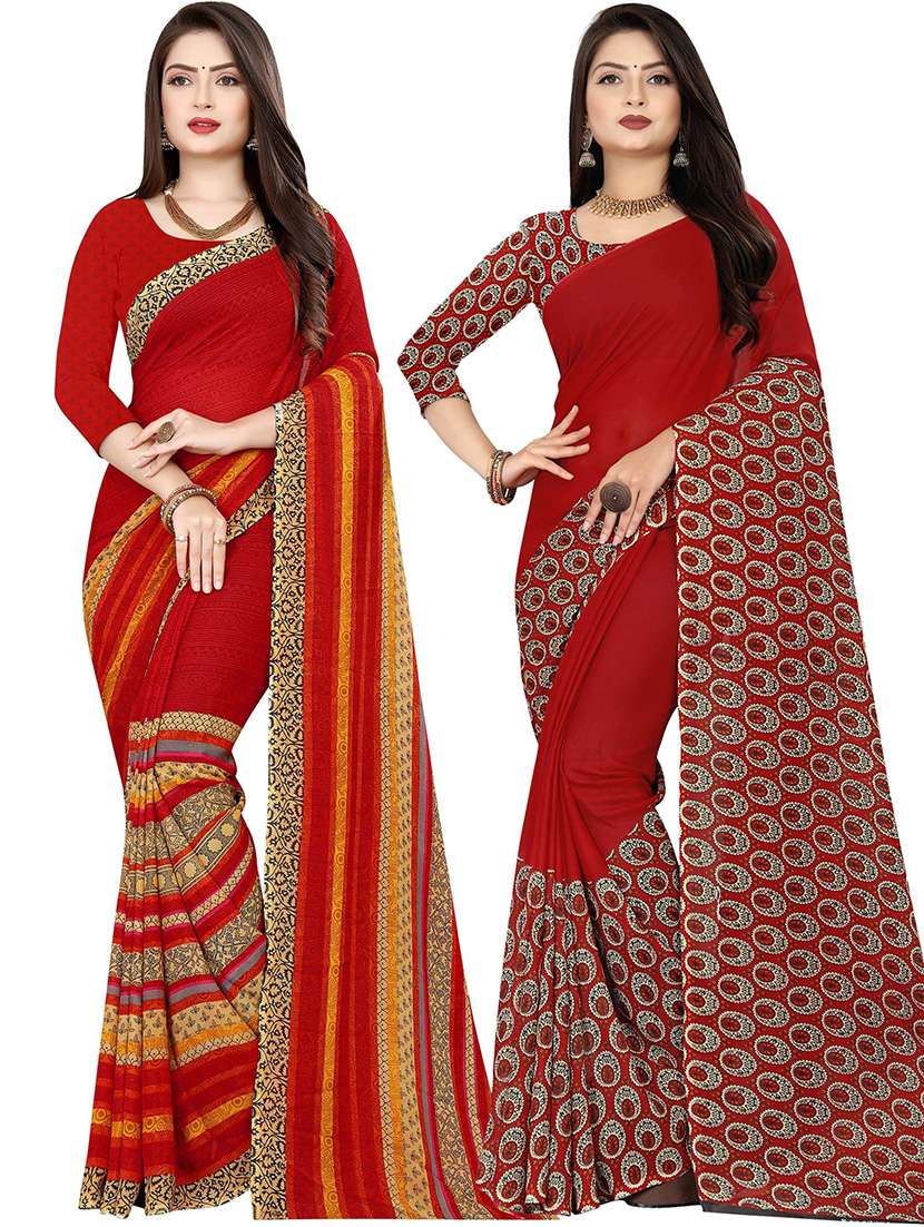pack of 2 casual wear combo sarees with blouse