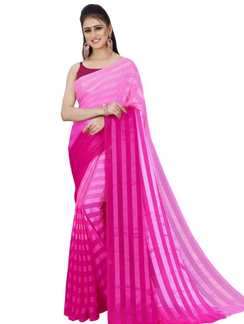 women striped casual wear saree with blouse - 21432493 -  Standard Image - 0