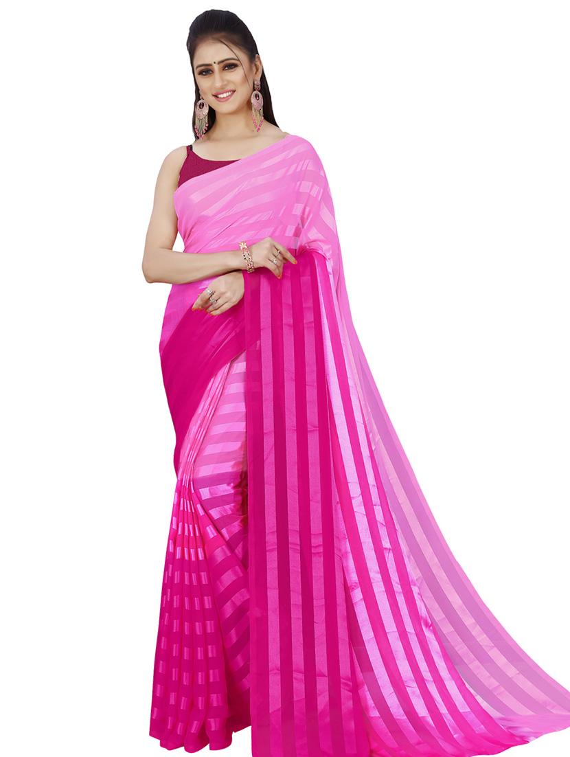 women striped casual wear saree with blouse - 21432493 -  Zoom Image - 0