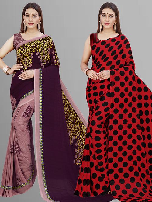 women pack of 2 casual wear combo saree with blouse - 21432878 -  Standard Image - 0