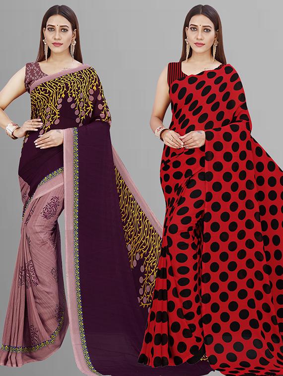 women pack of 2 casual wear combo saree with blouse - 21432878 -  Zoom Image - 0
