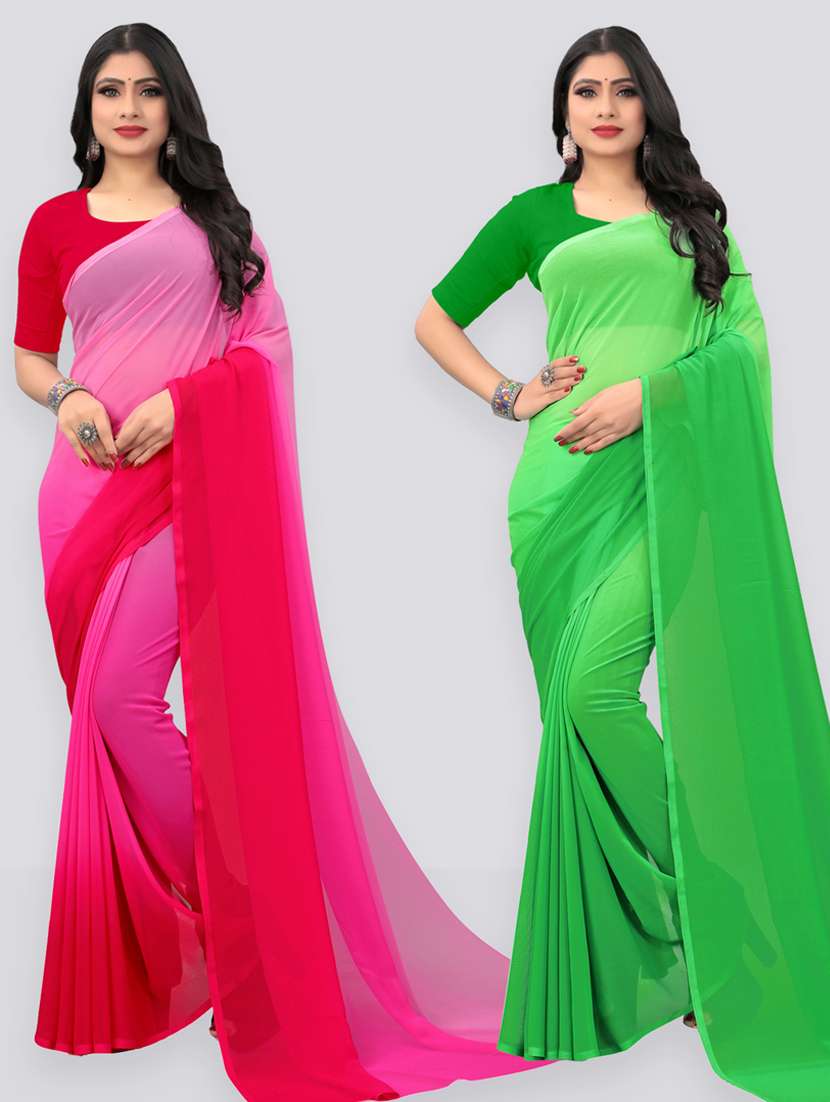 women pack of 2 casual wear combo sarees with blouse