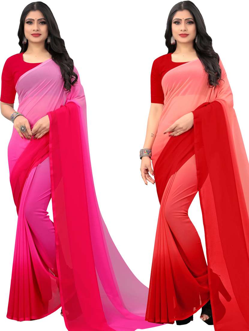 women pack of 2 casual wear combo sarees with blouse