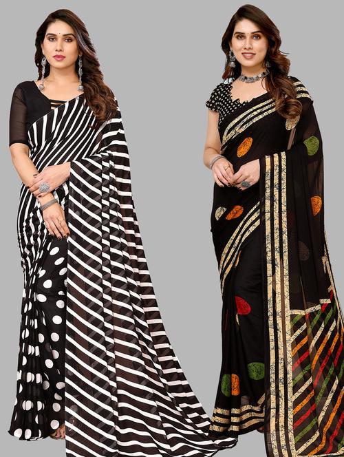 women pack of 2 casual wear sarees with blouse - 21433466 - Standard Image - 0