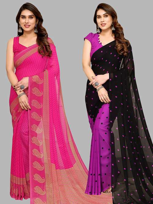women pack of 2 casual wear sarees with blouse - 21434112 - Standard Image - 0