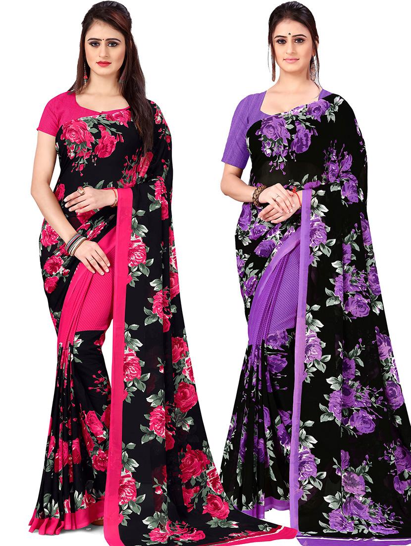 women pack of 2 casual wear sarees - 21436289 -  Zoom Image - 0