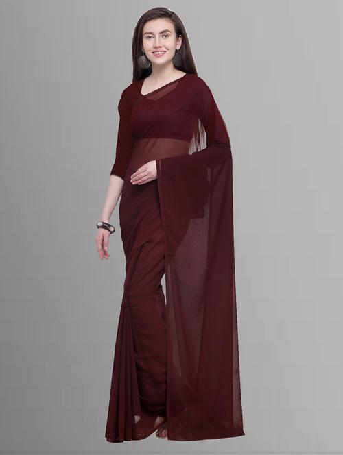 women plain casual wear saree with blouse - 21443802 -  Standard Image - 0