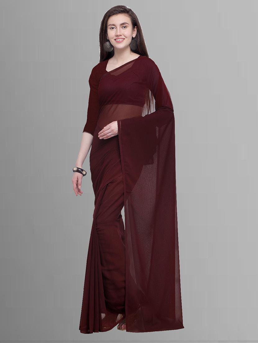 women plain casual wear saree with blouse - 21443802 -  Zoom Image - 0