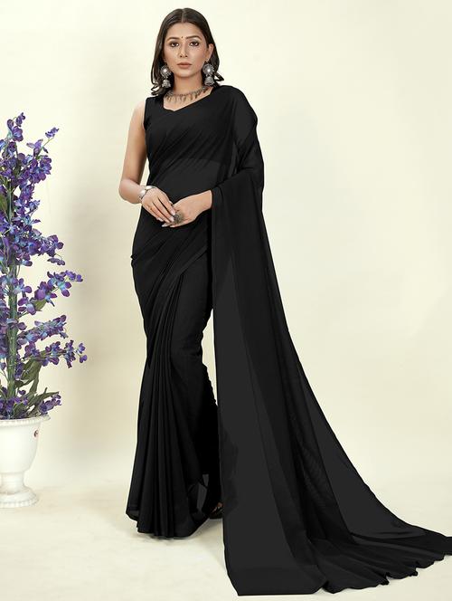 women plain casual wear saree with blouse - 21443812 - Standard Image - 0