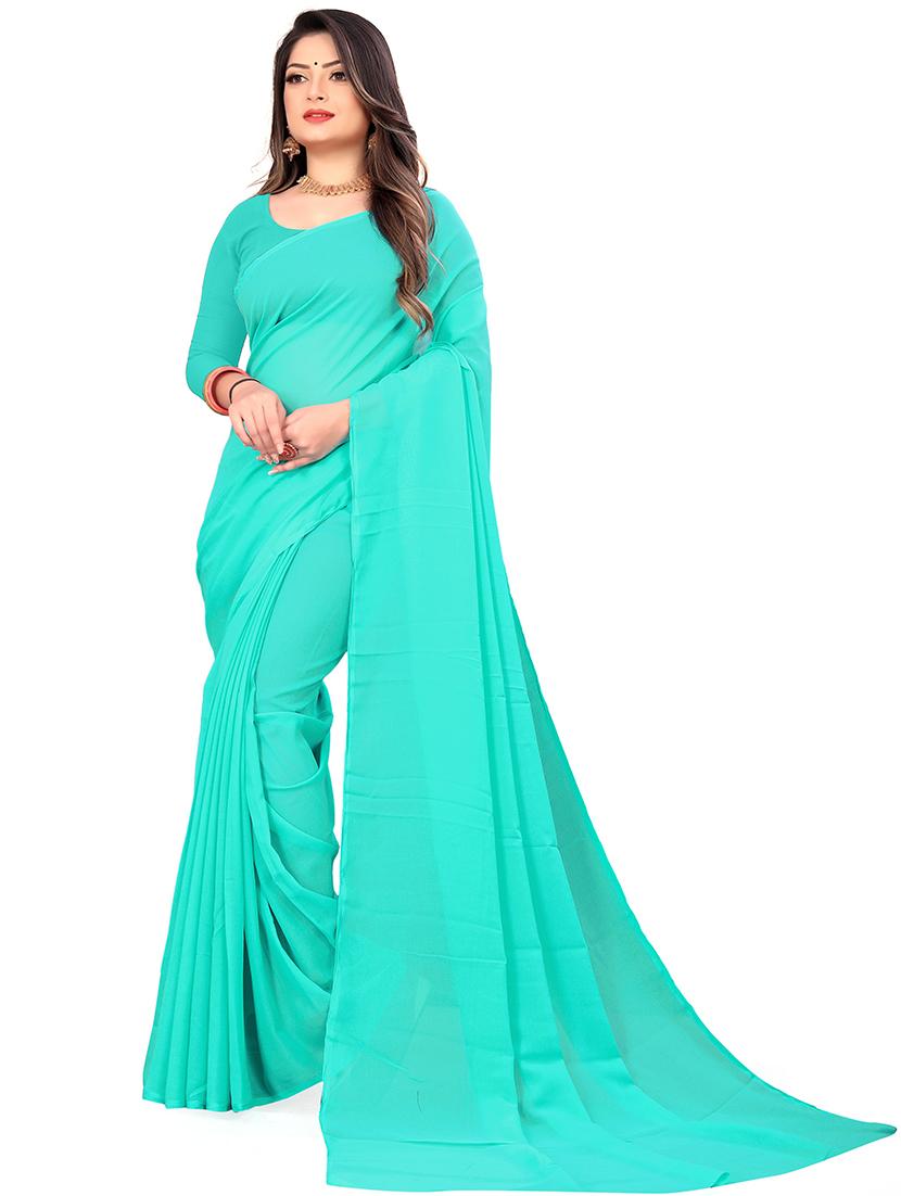 women plain casual wear saree with blouse - 21444833 -  Zoom Image - 0