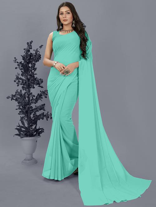 women casual wear plain saree with blouse - 21444897 - Standard Image - 0