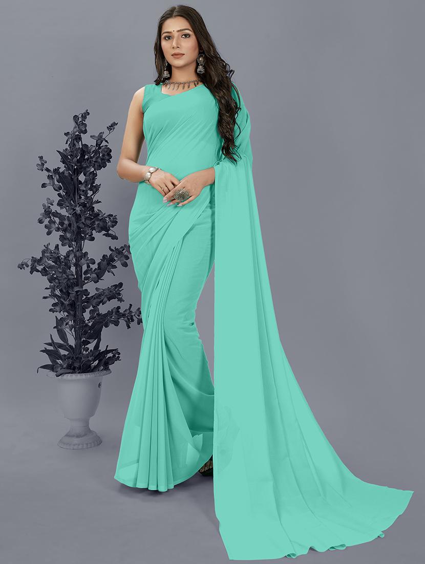 women casual wear plain saree with blouse - 21444897 - Zoom Image - 0