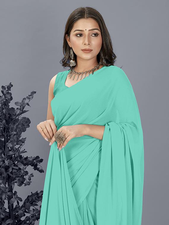 women casual wear plain saree with blouse - 21444897 - Standard Image - 2