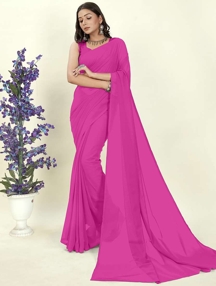 women plain casual wear saree with blouse - 21444908 - Zoom Image - 0