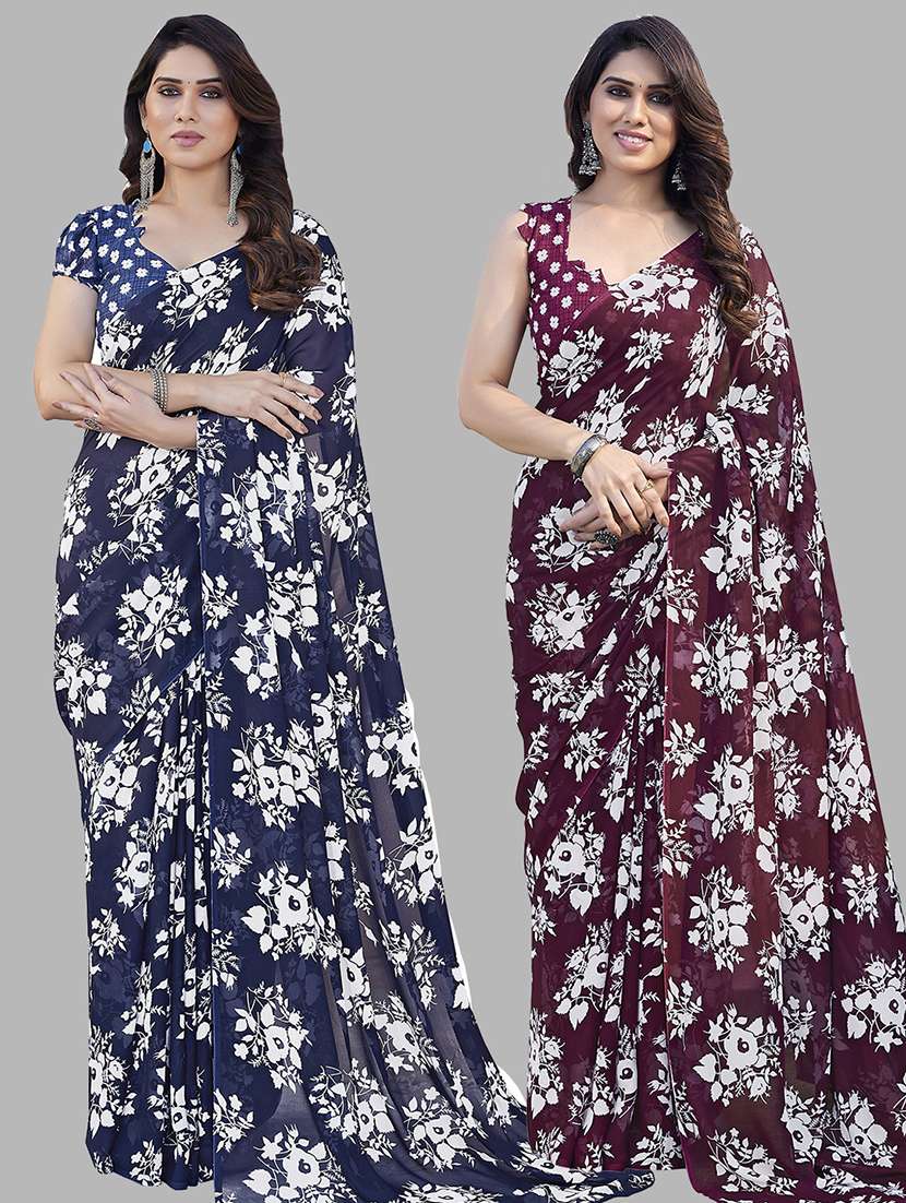 pack of 2 casual wear combo sarees with blouse