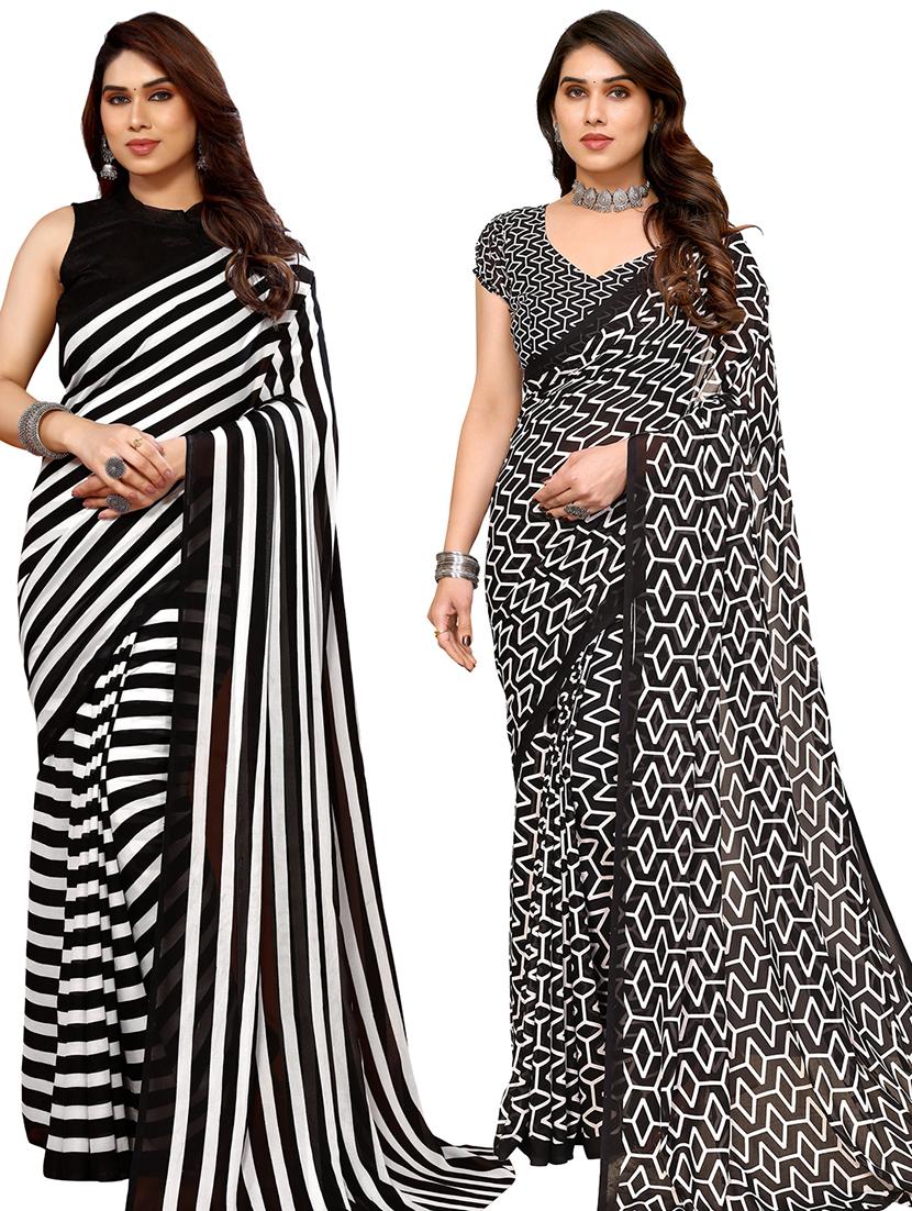 pack of 2 casual wear sarees with blouse - 21445459 - Zoom Image - 0