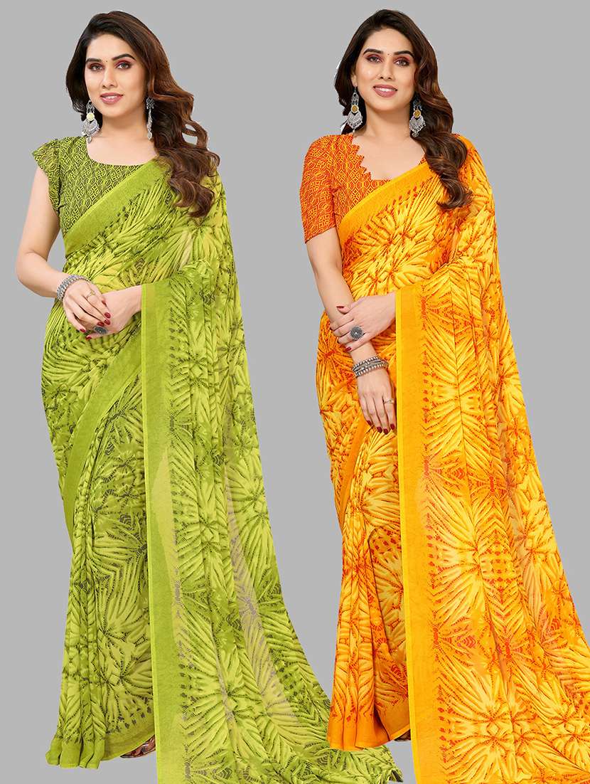 women pack of 2 casual wear combo saree with blouse