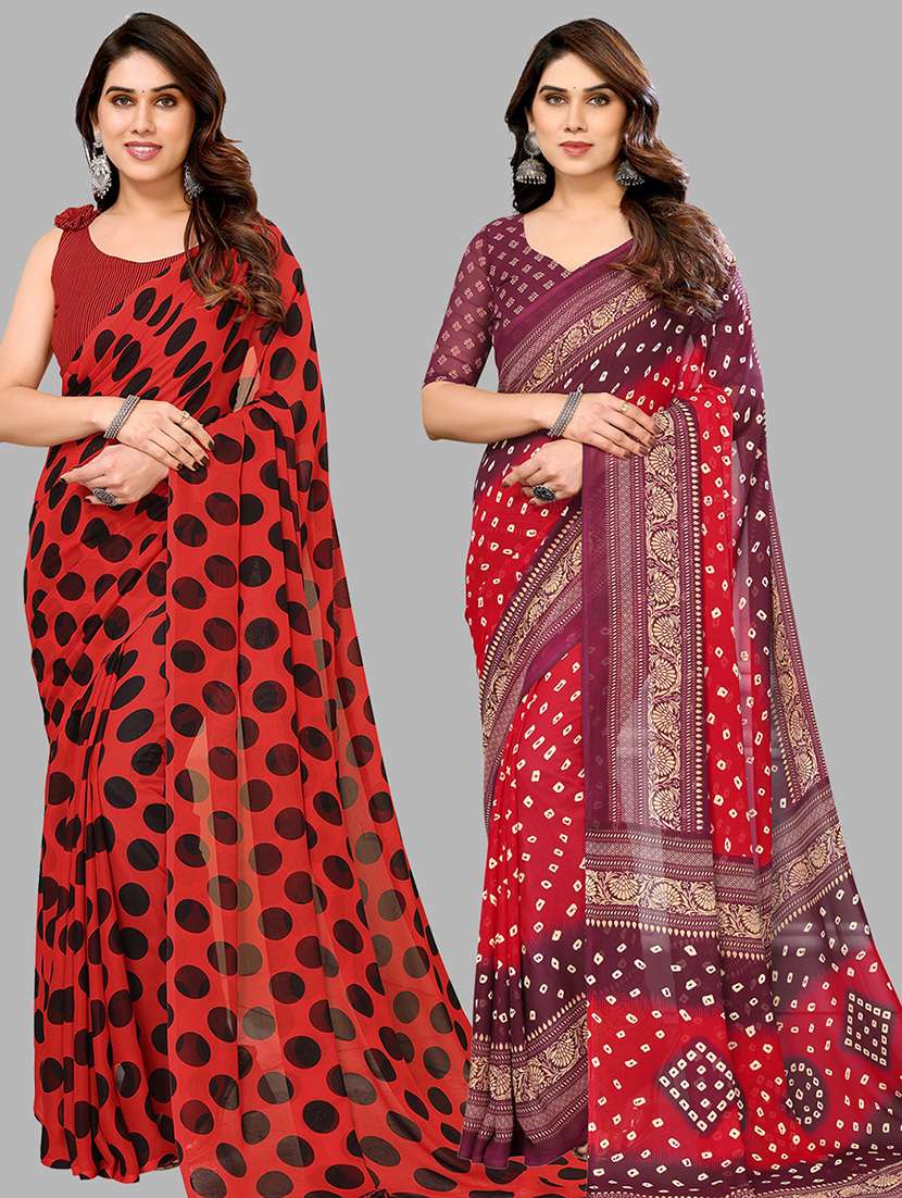 pack of 2 casual wear sarees with blouse
