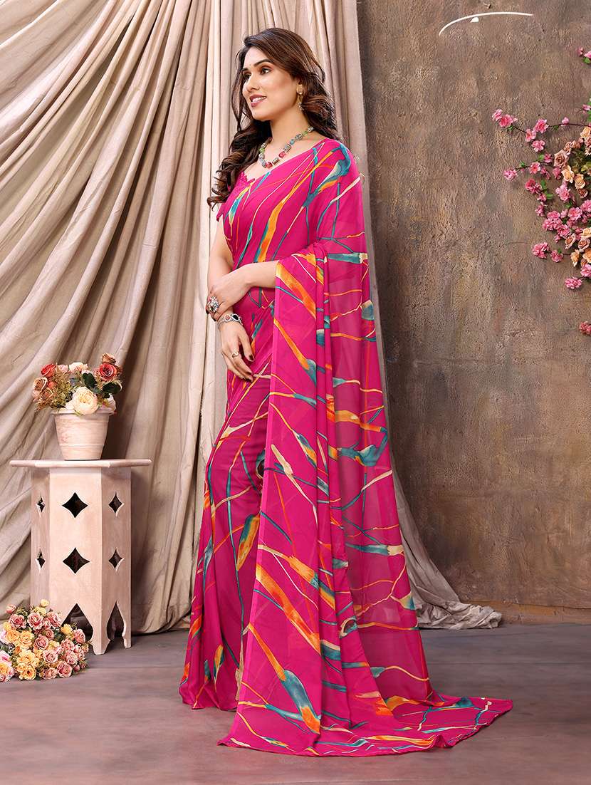 women printed casual wear saree with blouse
