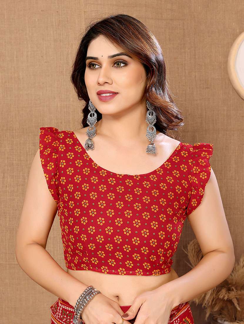 women bandhani printed casual wear saree with blouse - 21446169 - Standard Image - 2