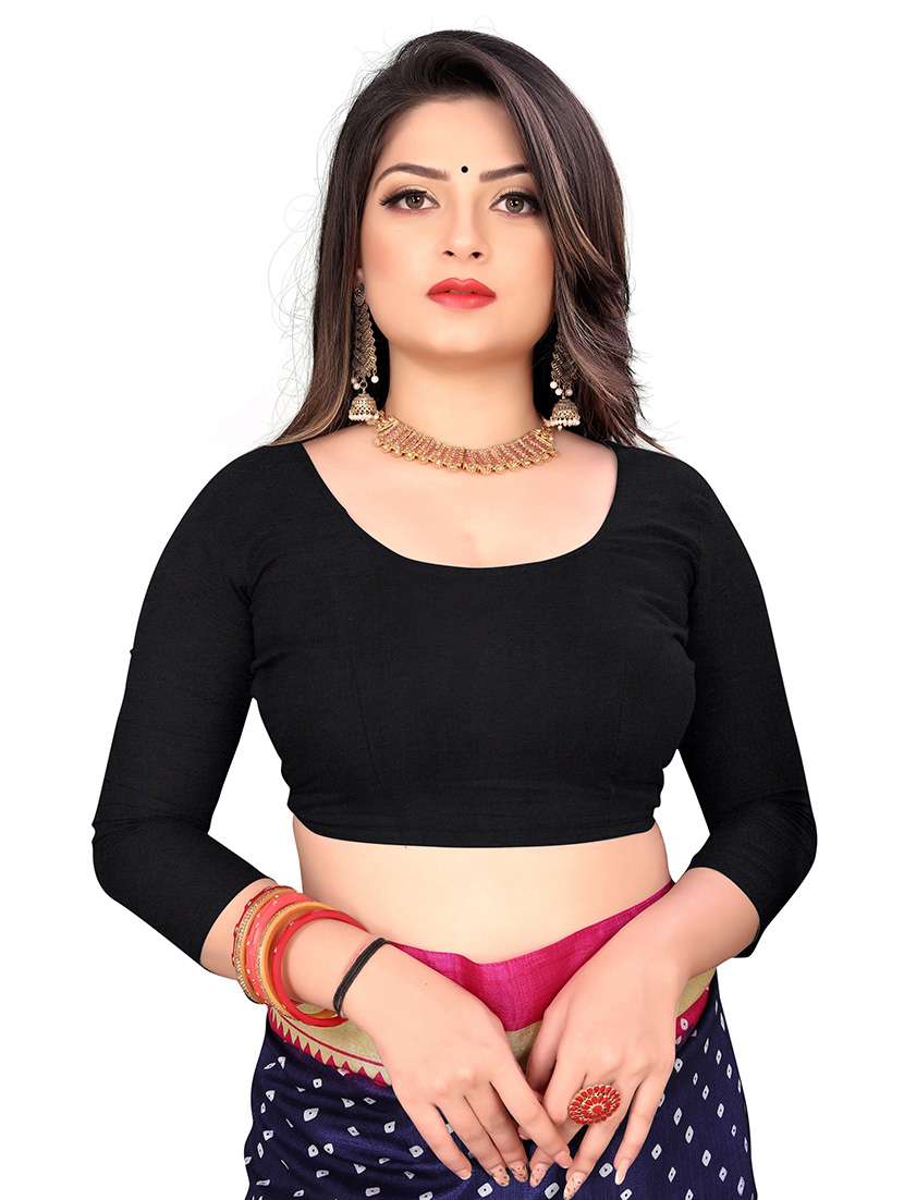 women color block casual wear saree with blouse - 21446323 -  Standard Image - 2