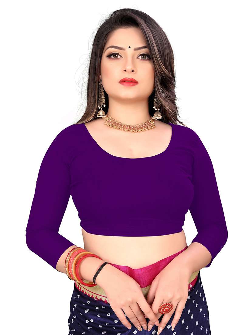 women color block casual wear saree with blouse - 21446325 -  Standard Image - 2
