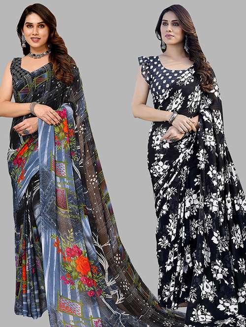 pack of 2 casual wear sarees with blouse - 21446469 - Standard Image - 0