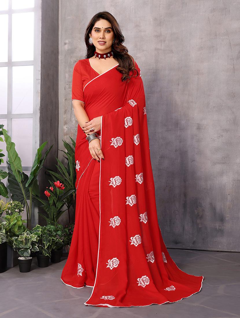 women embroidered casual wear saree with blouse - 21446525 -  Zoom Image - 0