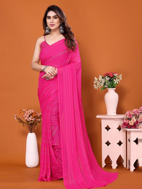 women striped casual wear saree with blouse - 21446530 -  Standard Image - 0